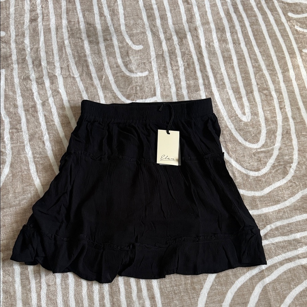 Elan Black Mini Skirt with Ruffle Hem